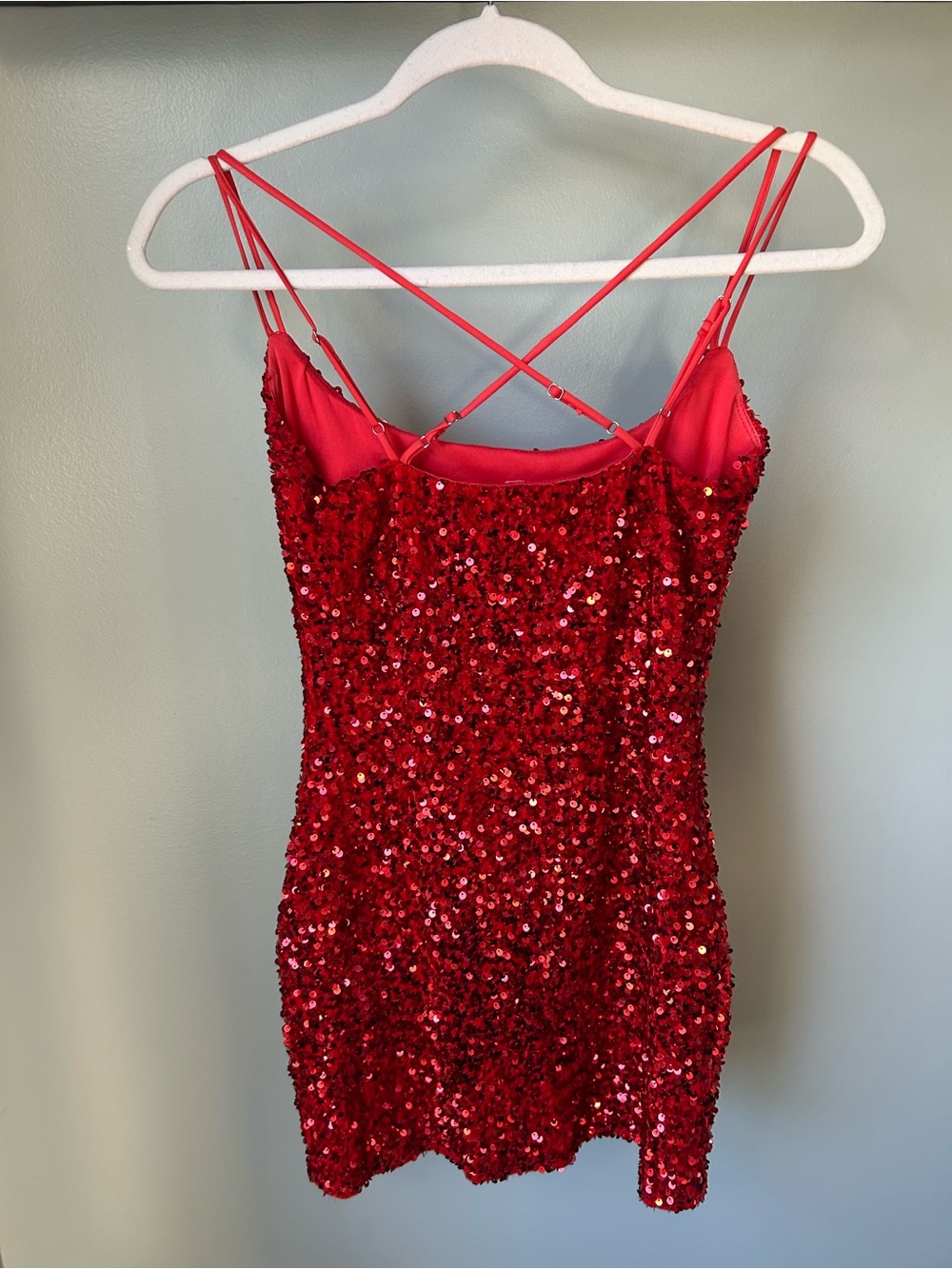 Lucy in the Sky Red Sequin Strappy Mini Dress - XS - Picture 2 of 5